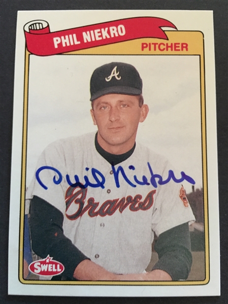 PHIL NIEKRO HAND SIGNED HALL OF FAME CARD 