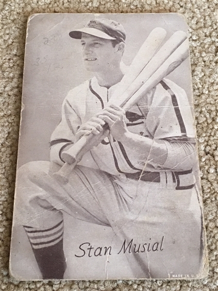 STAN MUSIAL 1947-66 WORN EXHIBIT CARD HOF