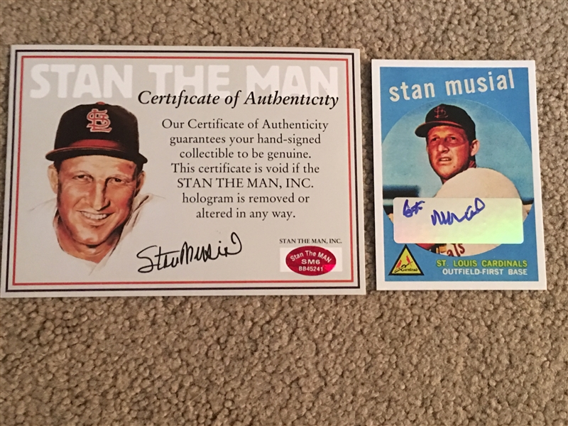 STAN MUSIAL SIGNED 1959 TOPPS RP CARD w STAN COA 