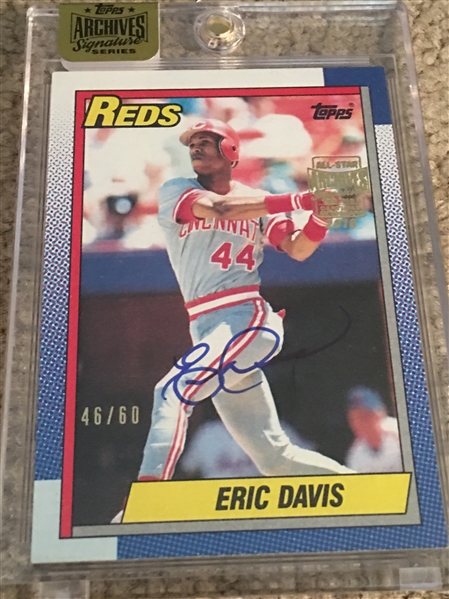 ERIC DAVIS AUTO ARCHIVES SEALED 1990 Topps WS YEAR 