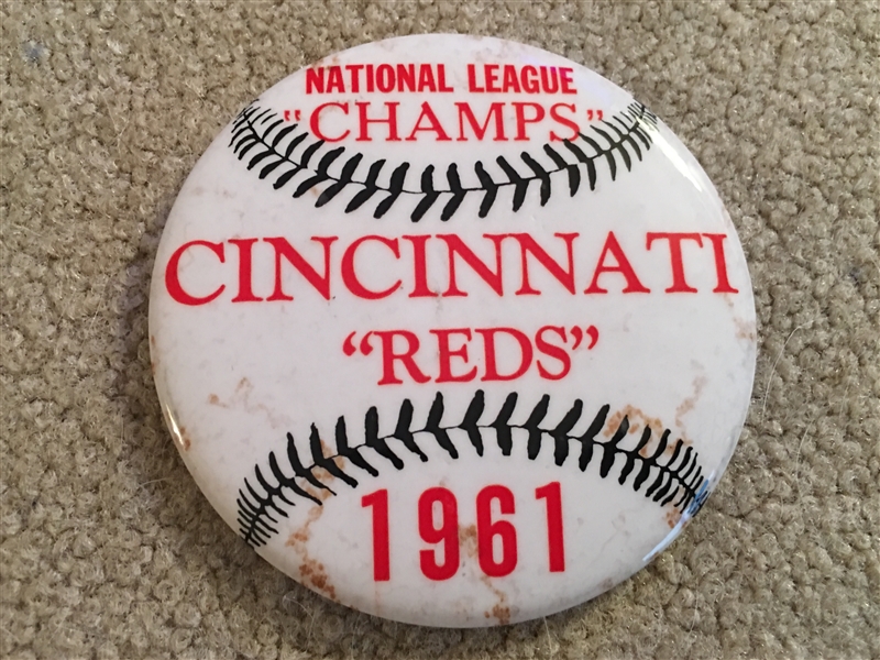 1961 REDS NL CHAMPS LARGE 3" PIN .... Crosley Field