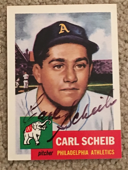 CARL SCHEIB SIGNED 1953 TOPPS ARCHIVES 