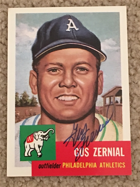 GUS ZERNIAL SIGNED 1953 TOPPS ARCHIVES 