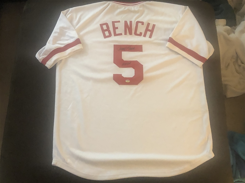 JOHNNY BENCH Signed & INSCRIBED Jersey w/ SGC STICKER