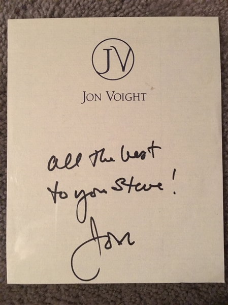 JON VOIGHT SIGNED on HIS STATIONARY "To Steve" That be me....
