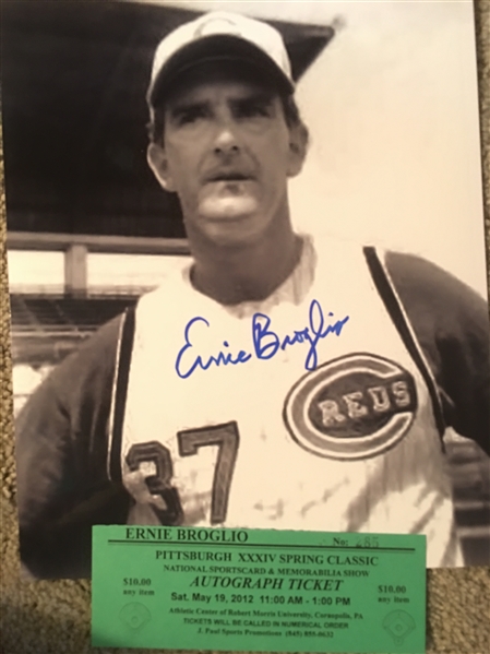 ERNIE BROGLIO SIGNED 8x10 PHOTO. Worst Trade in History Him for LOU BROCK. 