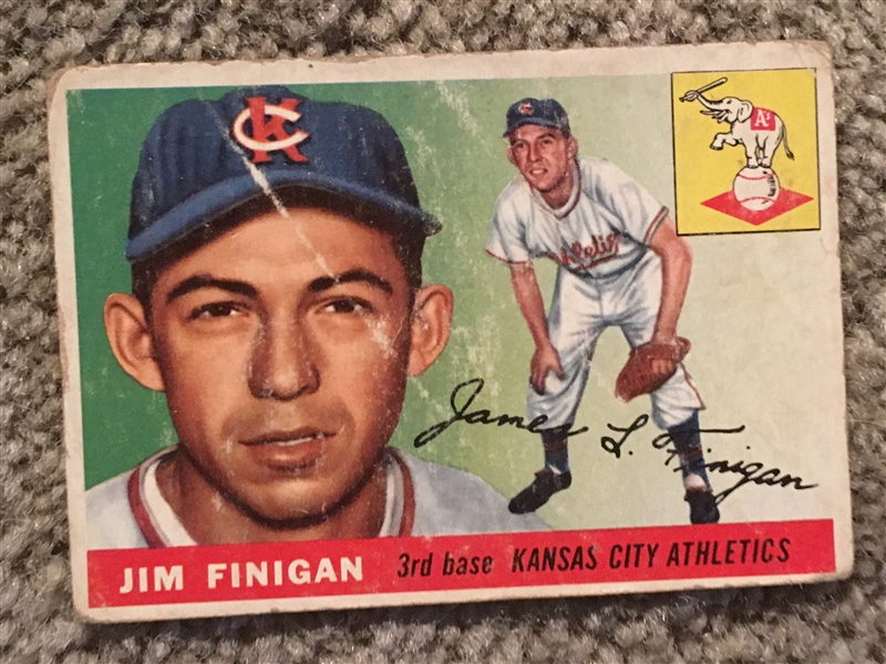 1955 Topps Break. Overall Nice. Books $15-$45.00: JIM FINIGAN 14 Crease