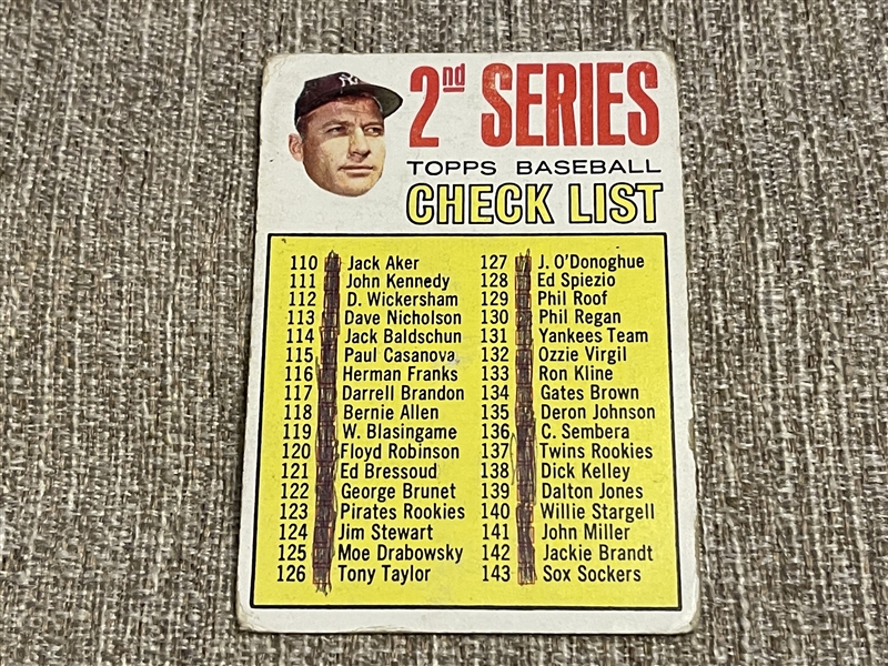 1967 Topps Checklist Checked MICKEY MANTLE 103