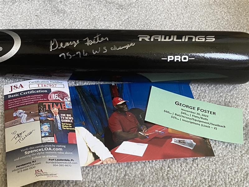 GEORGE FOSTER Moeller Signed Inscribed Big Stick Bat BLANK BATS NOW SELL $50 UNSIGNED with SHOW TICKET & PIC & $15 JSA COA