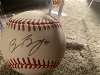 VERY RARE BILL BRAY SIGNED ON SNOW WHITE MLB BALL in CUBE