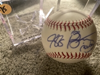 JEFF BRANTLEY Inscribed COWBOY SIGNED ON SNOW WHITE MLB BALL in CUBE