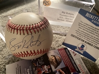 BIP ROBERTS SIGNED on $45 N.L. BALL with $15 JSA COA in CUBE 