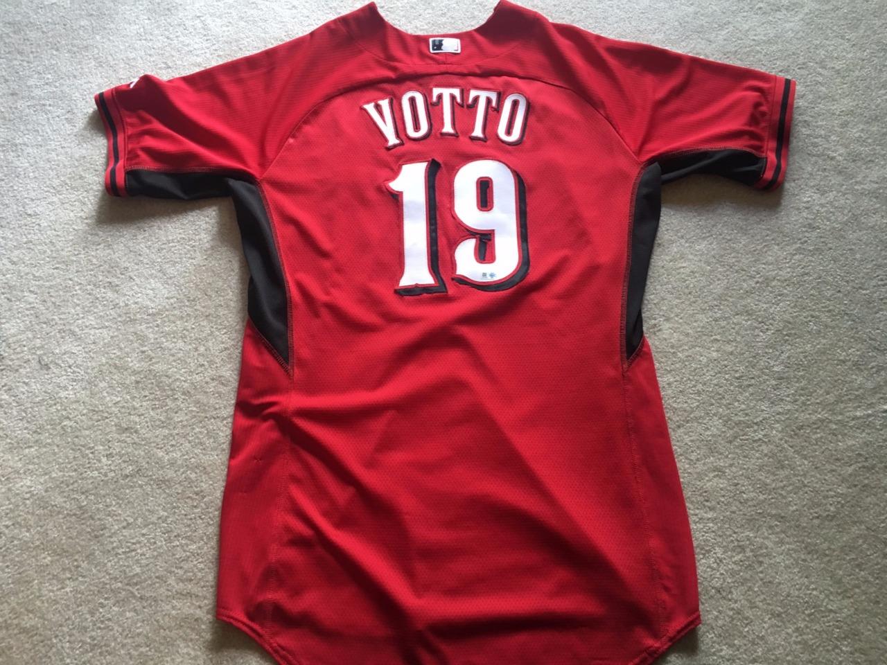 Lot Detail - JOEY VOTTO Game Used Reds Jersey Exhibition v Blue Jays 2015  MLB HOLO