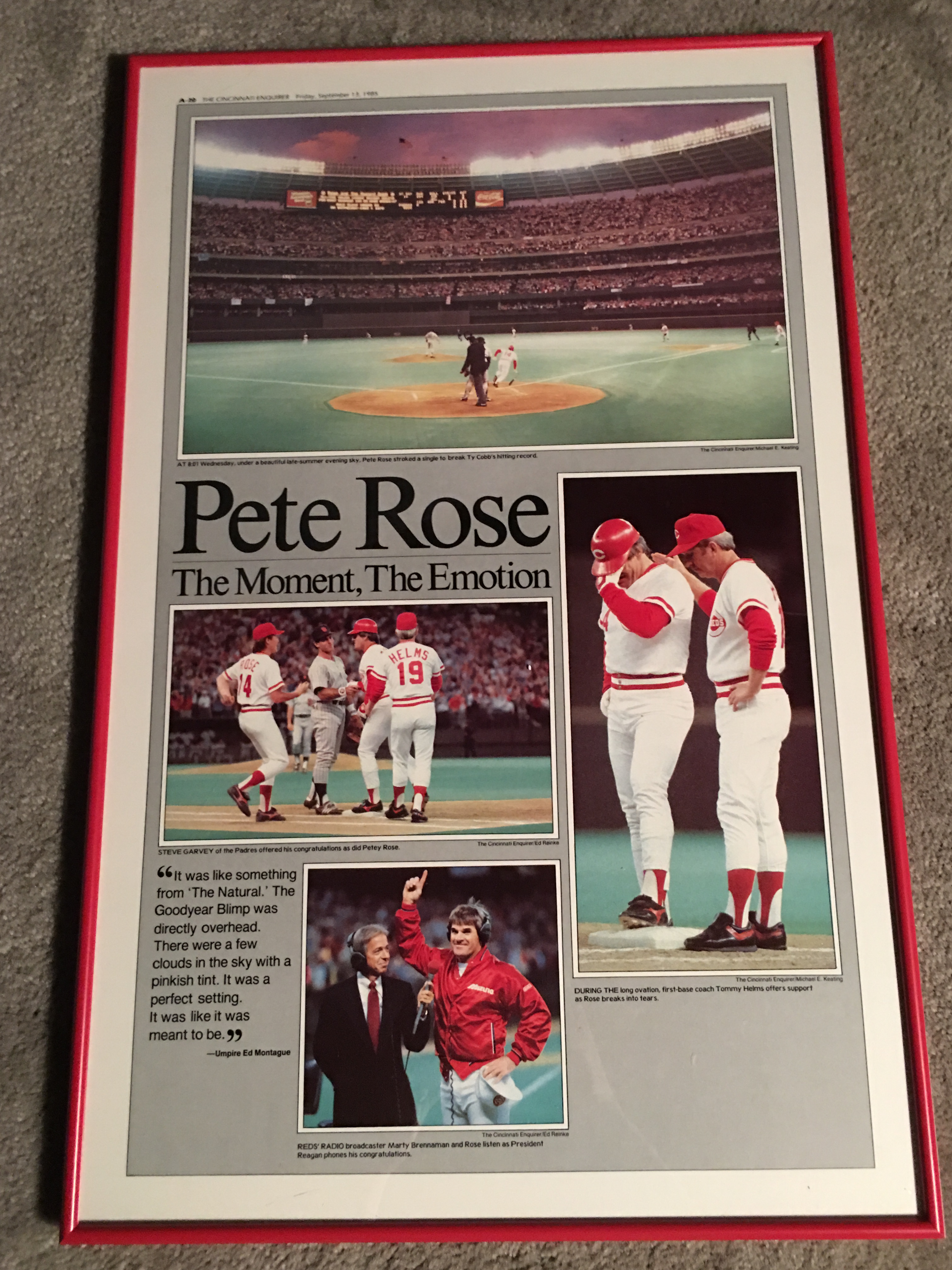 Lot Detail - Pete Rose 4192 15x24 PRINT in PROFESSIONAL $100 FRAME