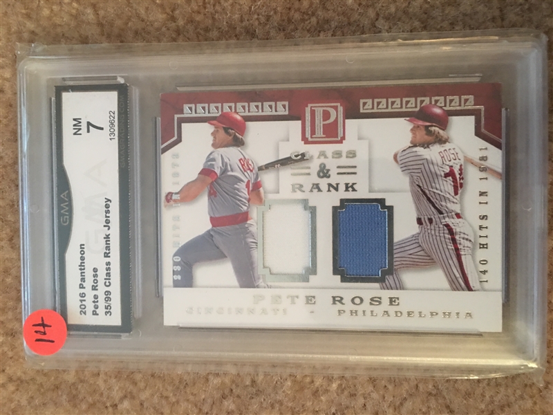 PETE ROSE PANINI DUAL REDS & PHILLIES JERSEY 35/99 Near Mint Slabbed & Graded