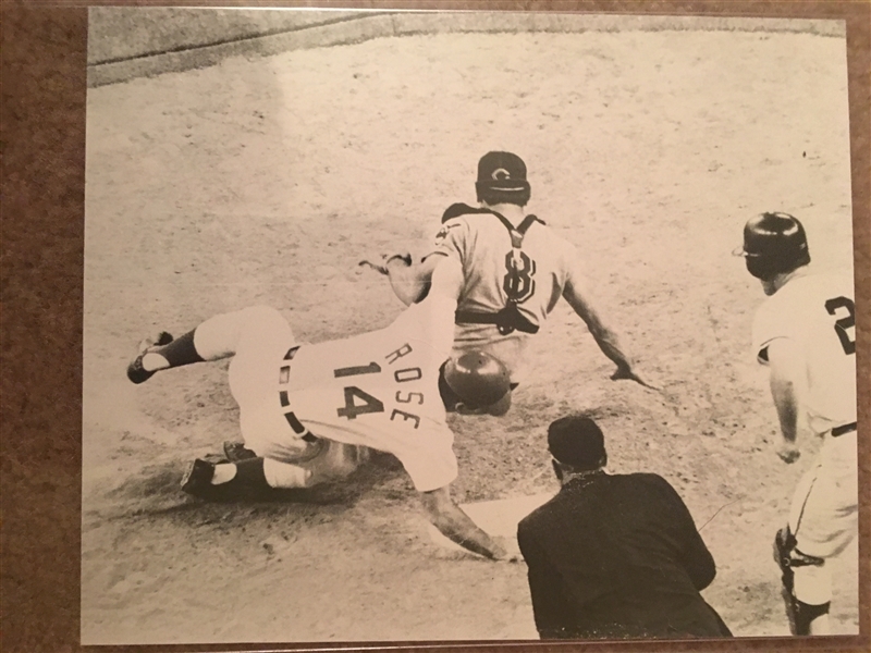 6x7.5 PHOTO PETE ROSE SLIDING INTO RAY FOSSE at the ALL STAR GAME - VERY COOL 
