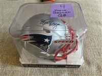 STEVE GROGAN Signed Patriots Speed Mini Helmet JSA COA