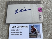 LEO CARDENAS Signed Index Card