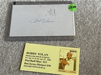 BOBBY TOLAN Signed Index Card