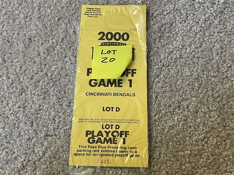 2000 CINCINNATI BENGALS Playoff Game Parking Pass